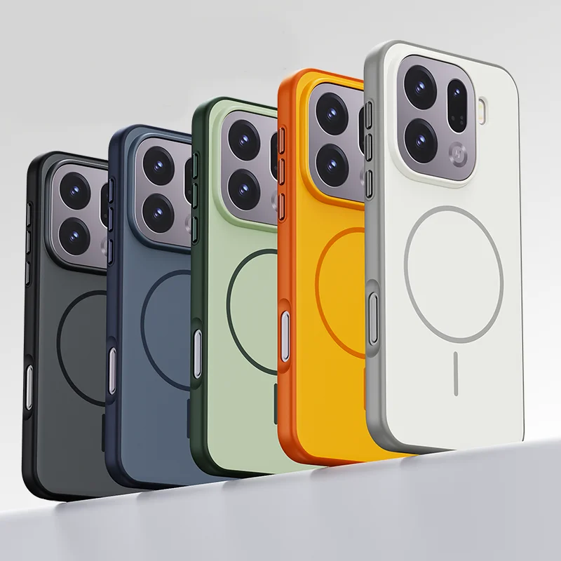 Magnetic Double Color Matte Phone Case with Metal Button and Skin Feel Back Cover