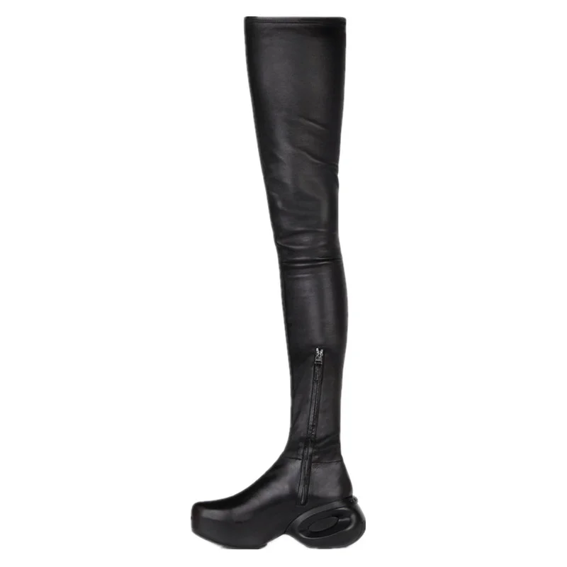

Fashion Women's Thigh High Boots Round Toe Flat Platform Shoes Star Style High Quality Thick Bottom Women's Over-the-knee Boots