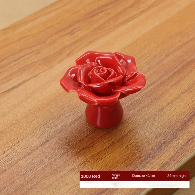 ריהוט אופנה מטפל בחומרה פרח קרמיקה עלה ידיות ידיות ארון כפרי ארון בגדים בקוטר 41 מ "מ גובה