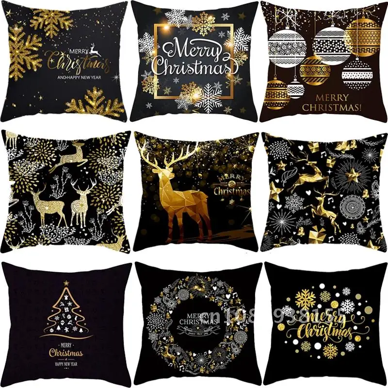 

2021 Christmas Ornament Merry Christmas Decorations for Home Christmas Cushion Cover Navidad Xmas Santa Natal Noel New Year 2022