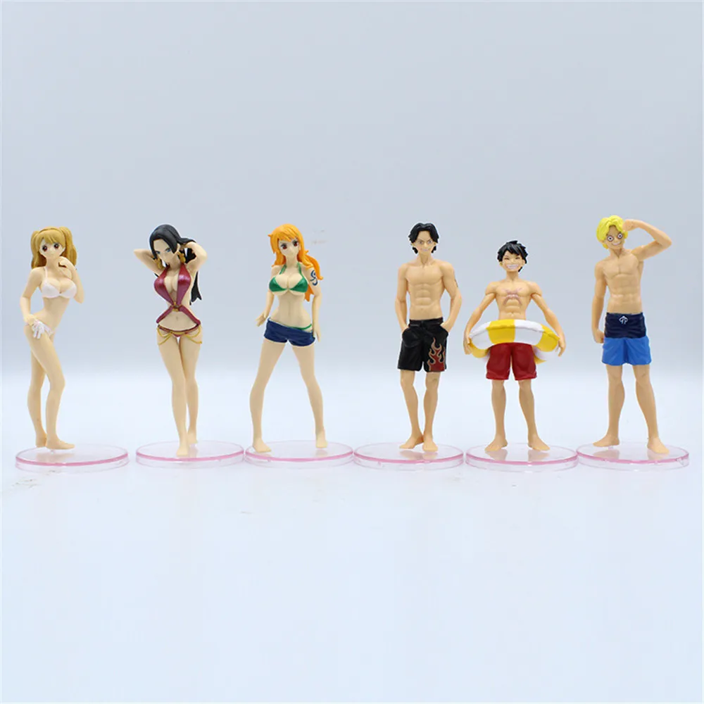 6 Pz/Set Anime One Piece Rufy Nami Robin Ace Sabo Charlotte Pudding Pvc Action Figure Statue Collection Model Kids Toys Doll