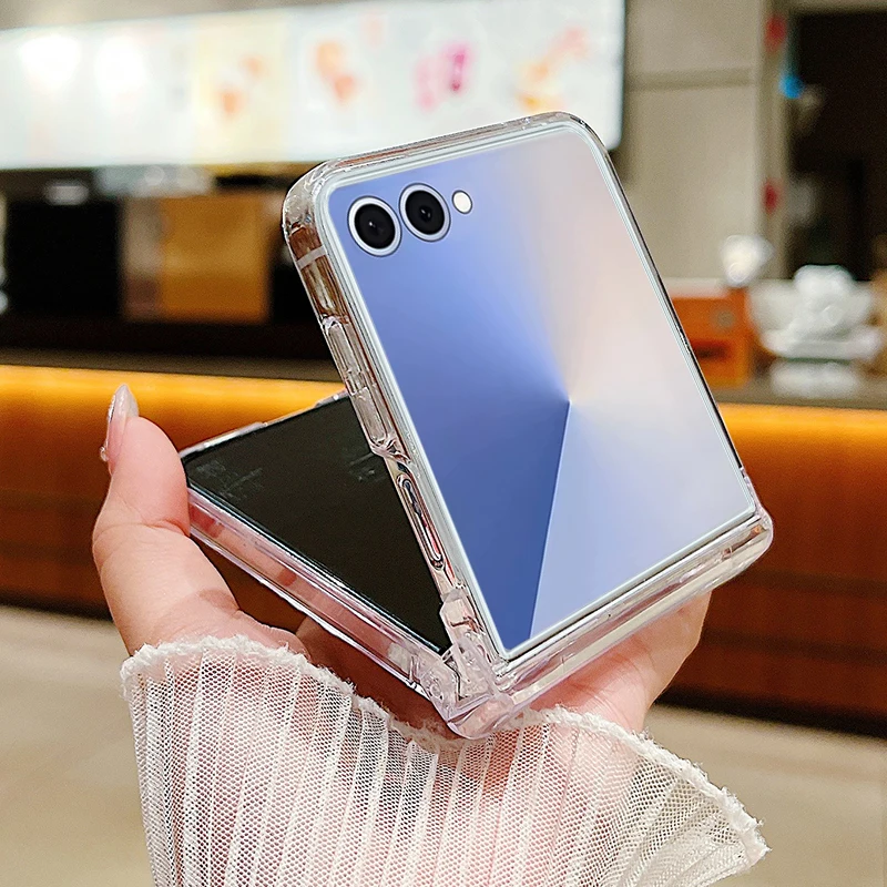 Colorful Flowers Transparent Shockproof Folding Phone Case