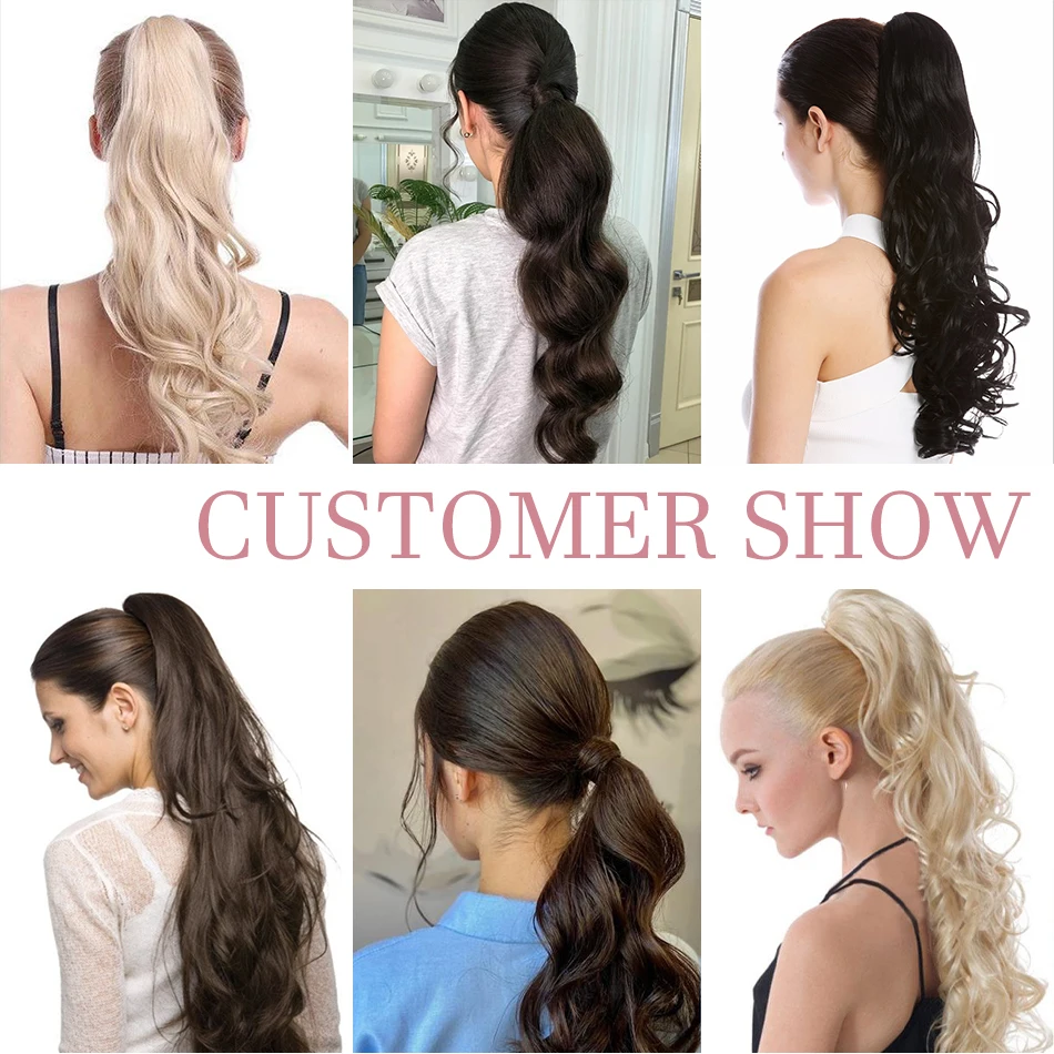 Body Wave Ponytail Human Hair Extensions Brazilian Real Human Hair For Women Ombre Color Ponytail Extensions Clip Ins Hairpieces