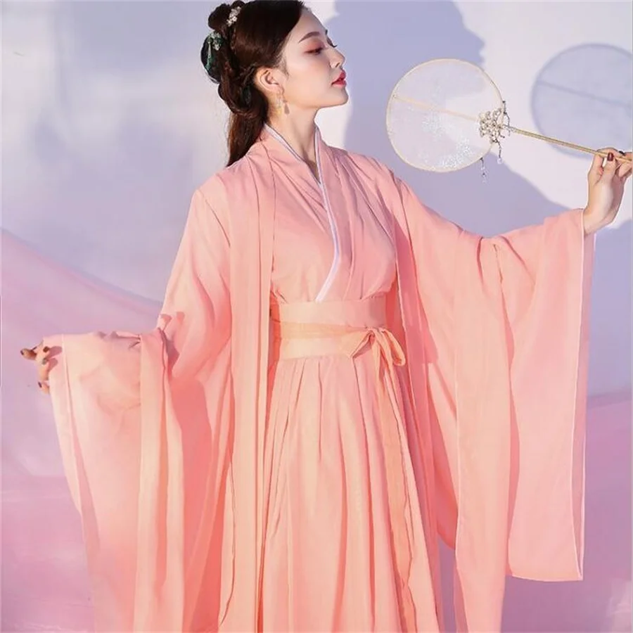 

Женское платье ханьфу, традиционная китайская одежда из ткани, костюмы для старинных народных танцев, Восточная сказочная принцесса, косплей