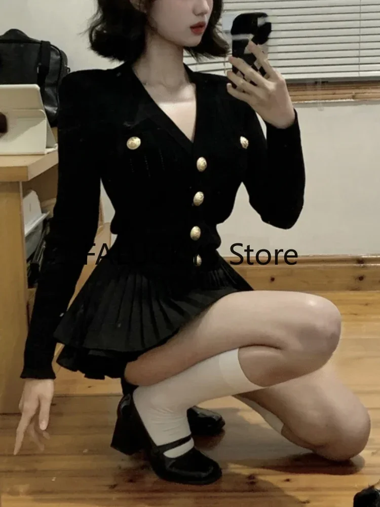 Elegant Dress 2 Piece Skirt Set Office Lady Casual French Knitted Top + Women Party Sexy Mini Skirt Korean Fashion Summer 2024 images - 6