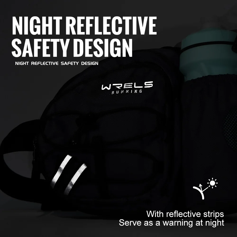 WRELS Fanny Pack Waterproof Sports Fanny Pack Lightweight Waist Bag Bottle Holder Adjustable Belt Bag Running Marathon Bum Bag