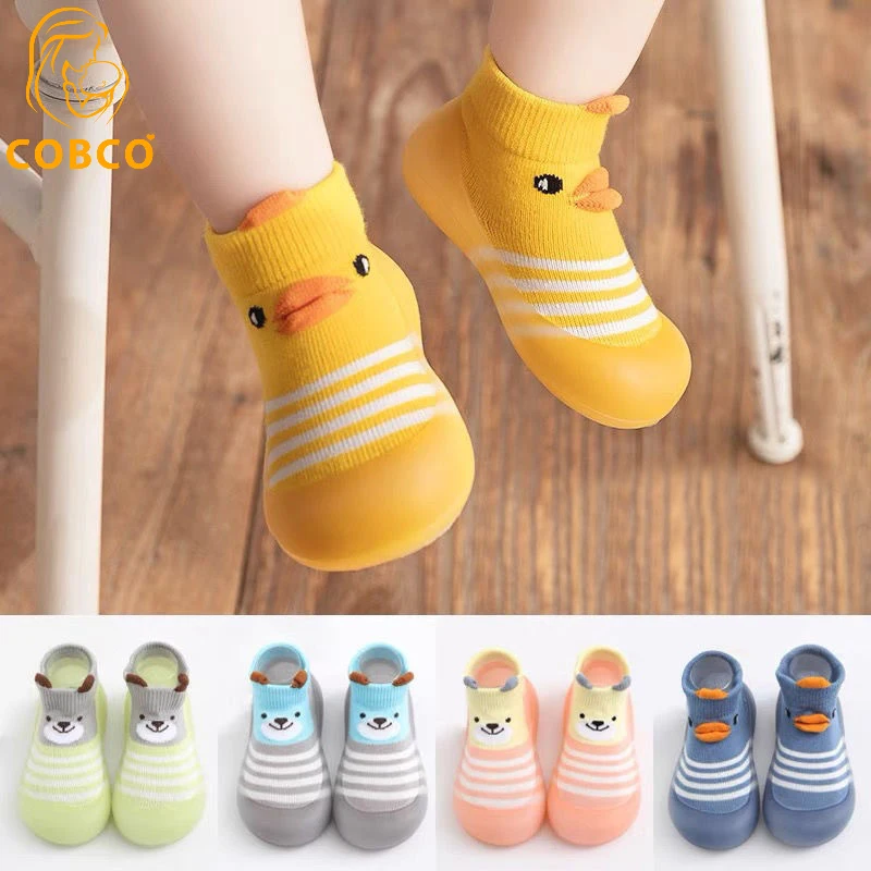 Animal Pattern Baby Floor Socks Non-slip Silicone Sole Cute Cartoon Toddler Shoes Breathable Casual Cotton Baby Boys Girls Shoes 2