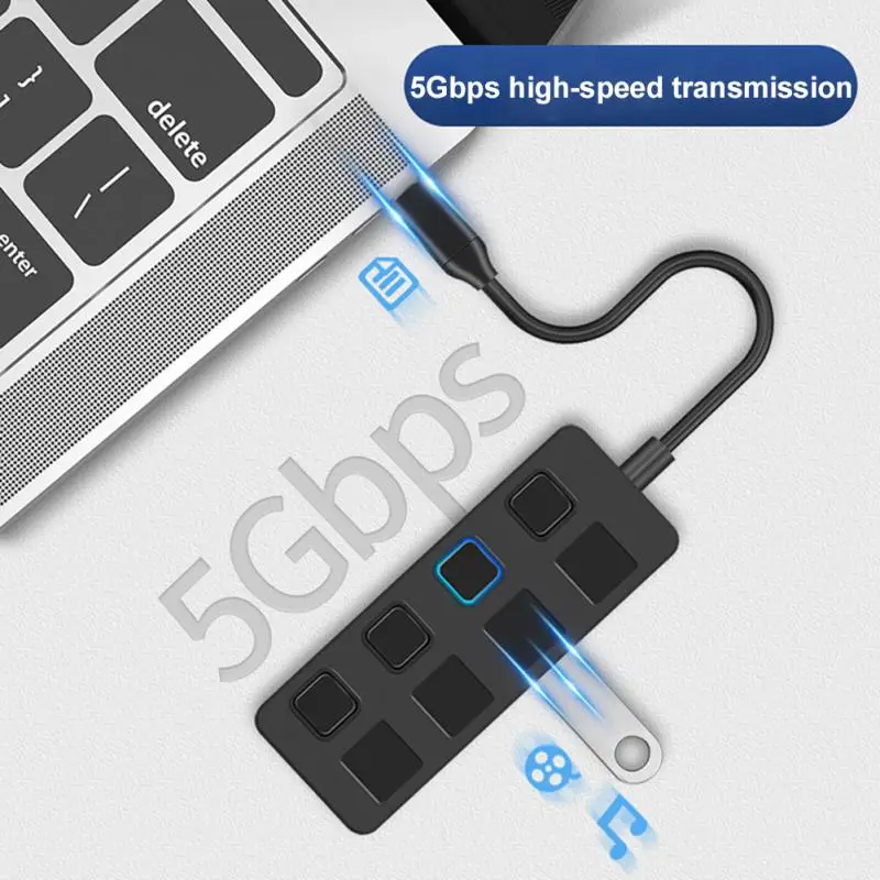 

RYRA USB Hub 3.0 Type-C High Speed 5Gbps Multi-Splitter Adapter With Switch For Laptop Computer Accessoriess