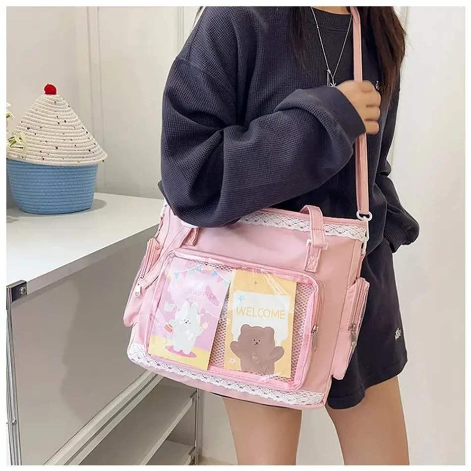 Ballet Girls Large Capacity Kawaii Itabag Japanese Transparent JK Shoulder Crossbody Bags Gift For Friends Teenage School Bags - 3
