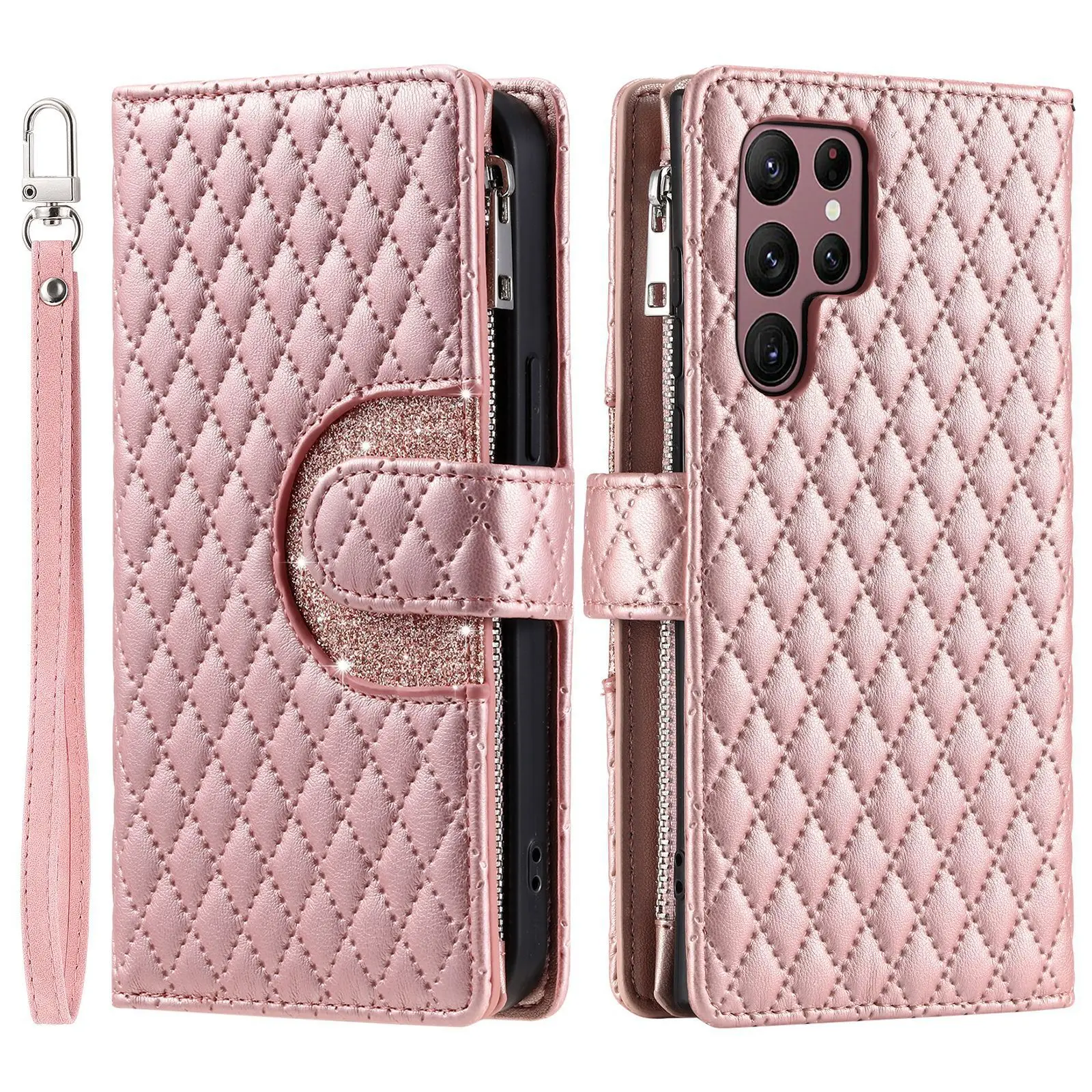 Luxury Multi 9-Card Zipper Case Leather Crossbody Wallet Cover