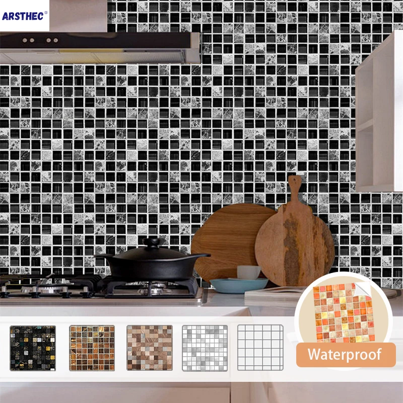 wenselijk niet Gladys Zelfklevende Keuken Backsplash Mozaïek Tegel Muursticker Voor Badkamer Wc  Decor Peel Stick Panel Vinyl Behang Waterdicht|Wandstickers| - AliExpress