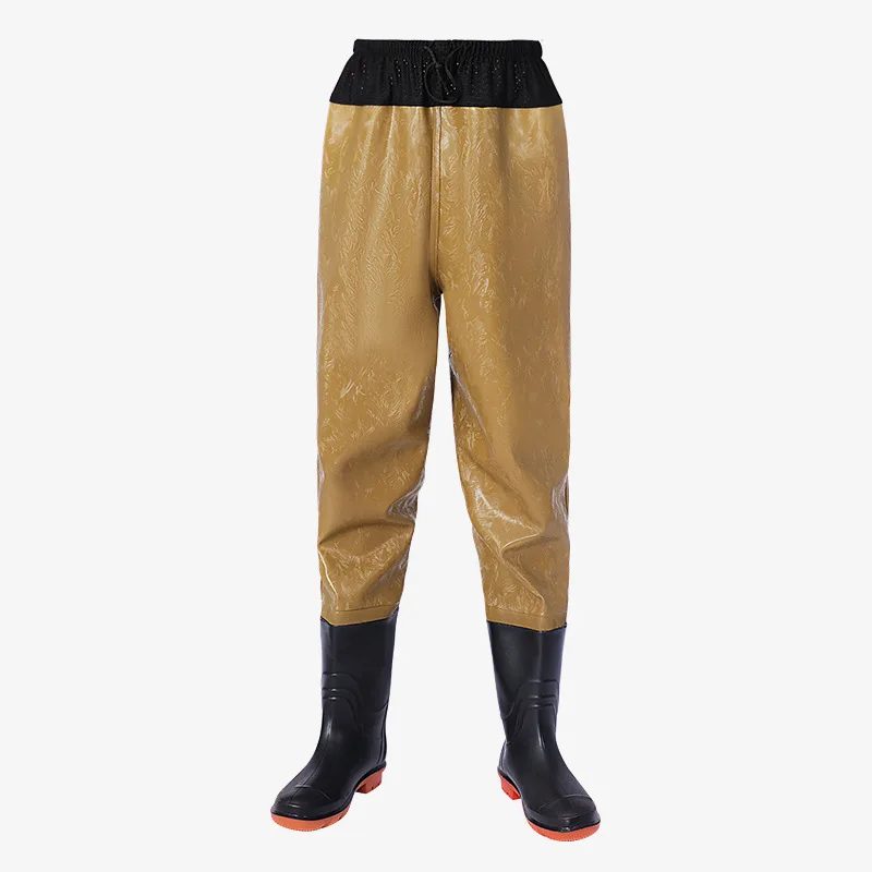 Fashion Adjustable Fishing Waders-Waterproof Fishing Pants with Bootfoot Shoes Outdoors Man Water Accessories,Khaki
