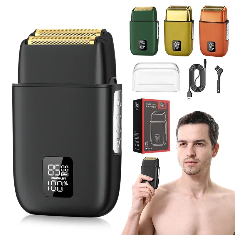 

RESUXI LK-2012 New LCD Digital Display Men's Electric Razor Full Metal Home Razor Salon Bald Push White Haircut