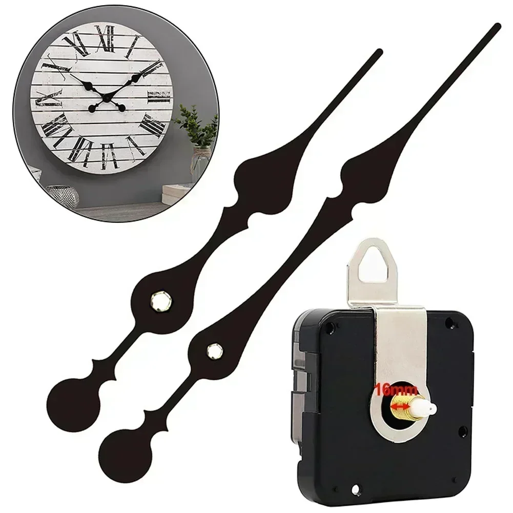 Wall Clock Clock Repair Parts Quality Silent Quartz DIY Mechanism Movement Kit Large Long Hands High Torque Wall Clock Accessories Black