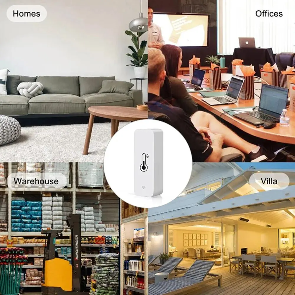 Smart WiFi Zigbee Temperature and Humidity Sensor - Wireless Indoor Monitoring with Voice Control Compatibility