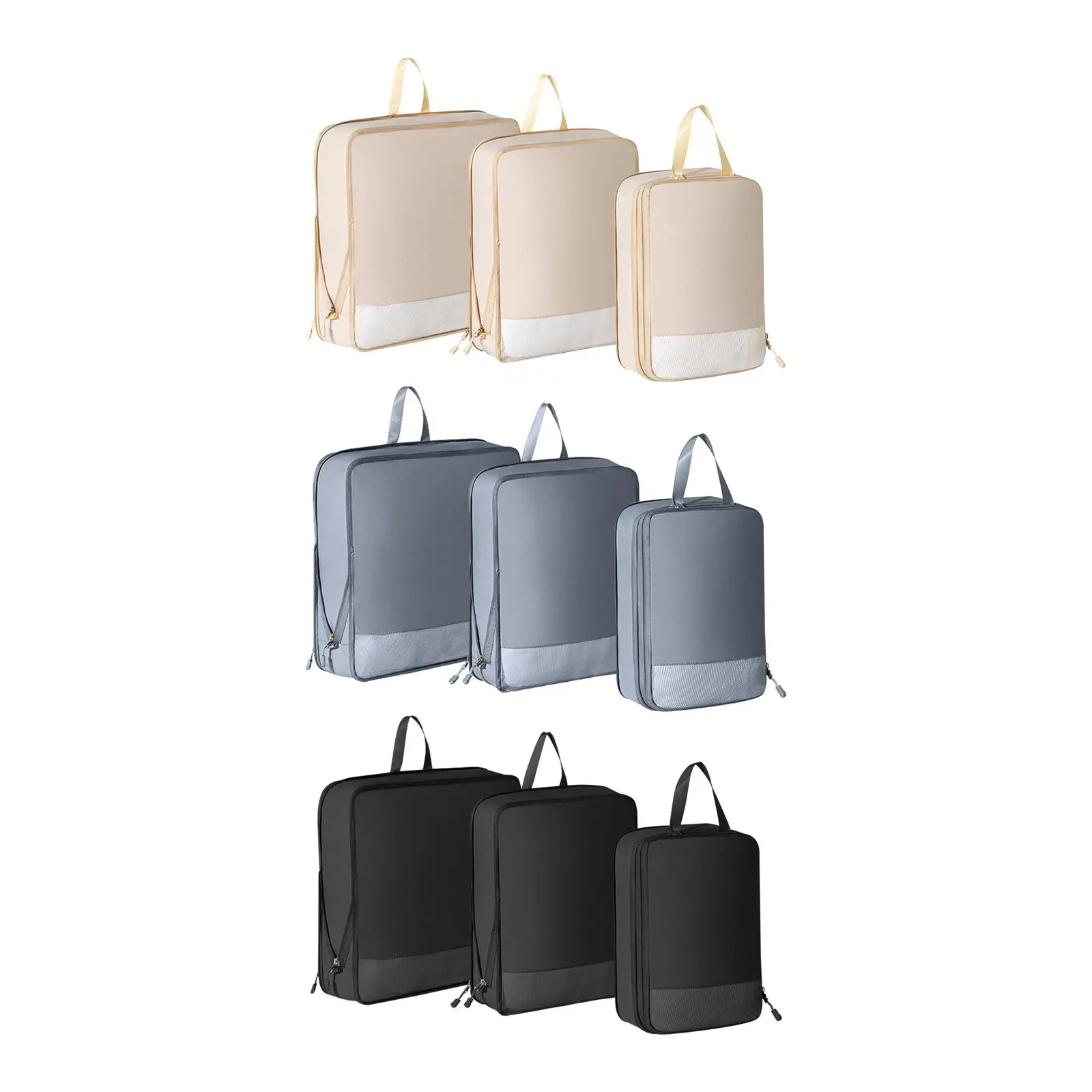 

3x Compression Packing Cubes Expandable Packing Organizers for Vacations