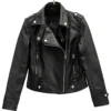 Fashion Leather Jacket Women Turn Down Collar Short Coat Zipper Long Sleeve New In Jackets 2024 Chic Streetwear Motorcycle Tops 1