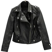 Fashion Leather Jacket Women Turn Down Collar Short Coat Zipper Long Sleeve New In Jackets 2024 Chic Streetwear Motorcycle Tops 1