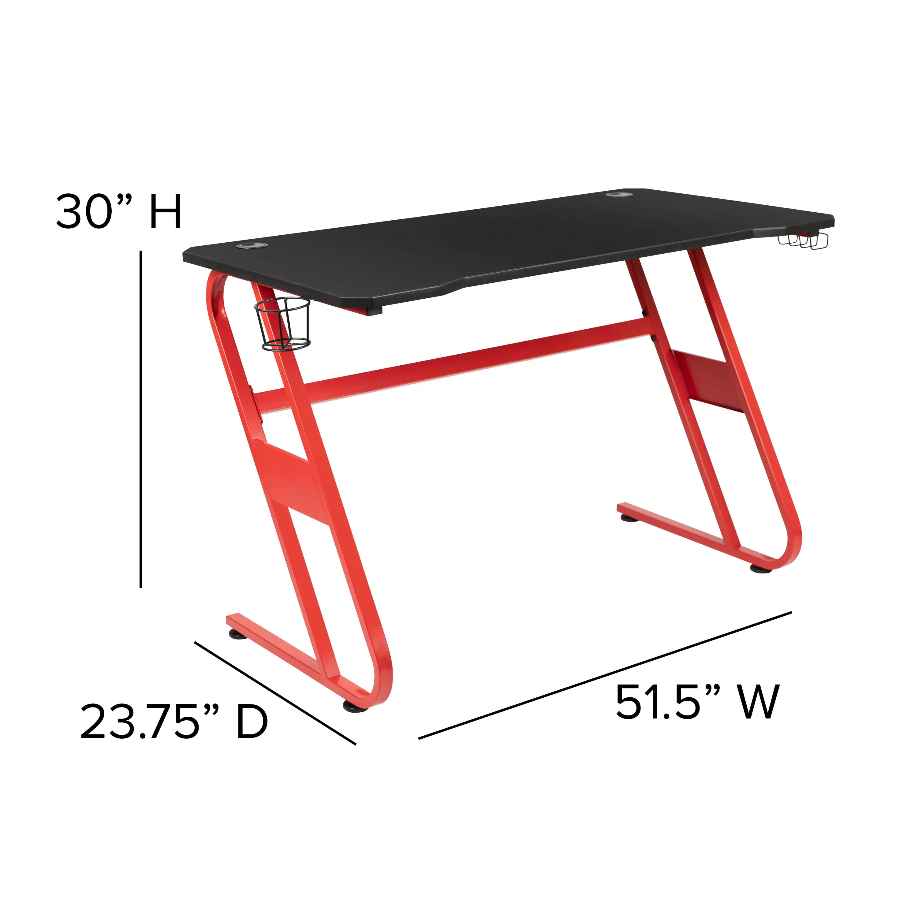 Furniture Red Gaming Ergonomic Desk with Cup Holder and Headphone Hook 5