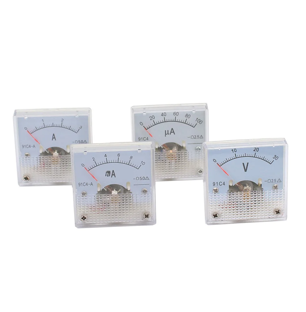 91C4 DC Voltmeter Analog Panel Voltage Meter Mechanical Pointer Type  3/5/10/15/20/30/50/100/150/250V