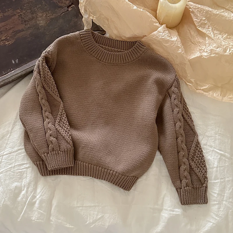 2026년 신상 봄 한국 스타일 1-6세 아동복 캐주얼 루즈 풀오버 스웨터  스웨터 남아 여아 스웨터