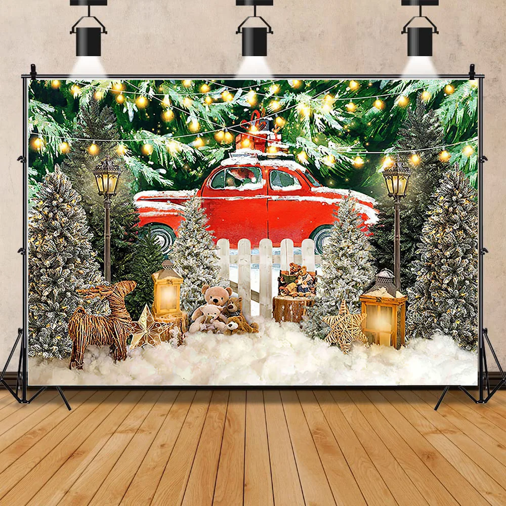 

ZHISUXI Christmas Tree Window Wreath Photography Backdrop Wooden Doors Snowman Cinema Pine New Year Background Prop ANT-02