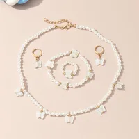 Bijoux français en perles pour enfants, collier fouet, bracelet, bague, boucles d'oreilles, design de niche de luxe léger, costume 4 4