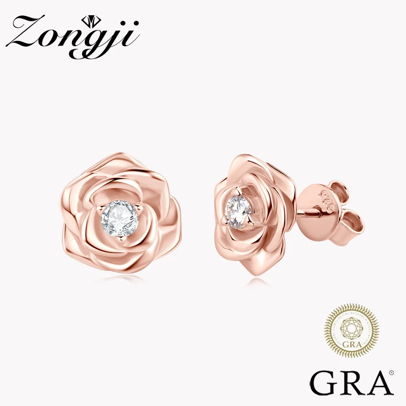 

Vintage D Color 3mm Moissanite Stud Earrings Rose Flower Simple Diamond Earrings 925 Sterling Silver Fine Jewelry Gift for Gifts
