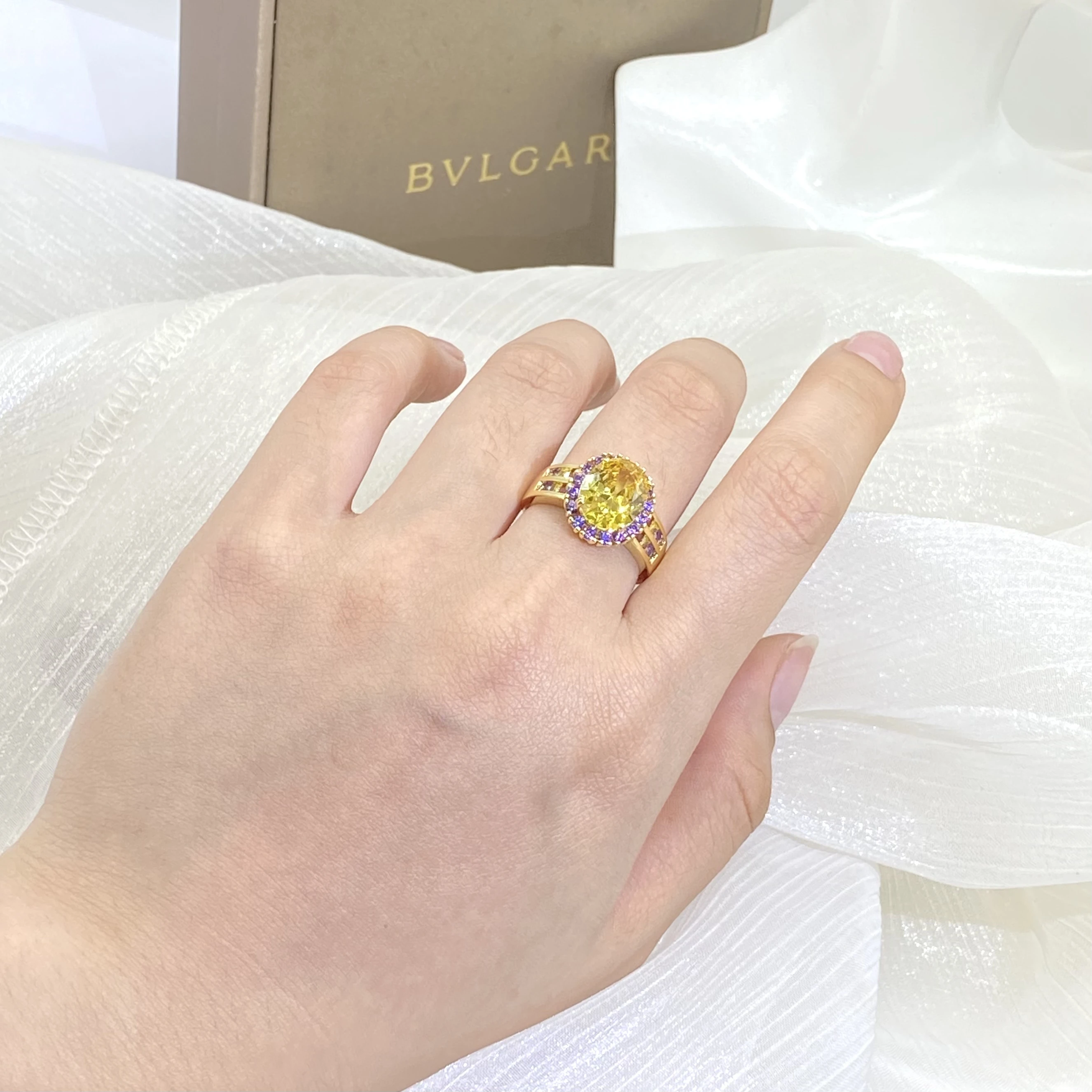 Trendy Citrine Ring for Women Geometry 925 Stamp Fine Jewelry with Oval Gemstones Blue Yellow Pink Zircon Rings Party 3