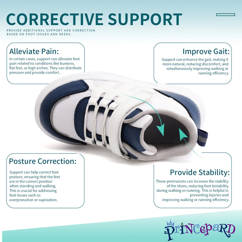 Orthopedic Shoe for Kids and Toddlers Princepard Corrective Sneakers with Ankle Arch Support for Boys and Girls'Flat Feet 3