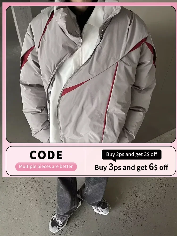 

Мужская зимняя одежда, новая корейская мода, свободная индивидуальная плиссированная цветная дизайнерская Хлопковая мужская куртка, мужские контрастные топы L5475 ZCSMLL