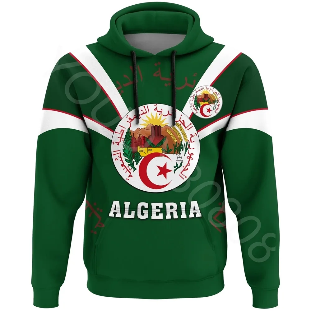 Men's Casual Hoodie Street Harajuku Print Sweatshirt African Zone Pullover Hoodie Algerian Hoodie Fangs Style