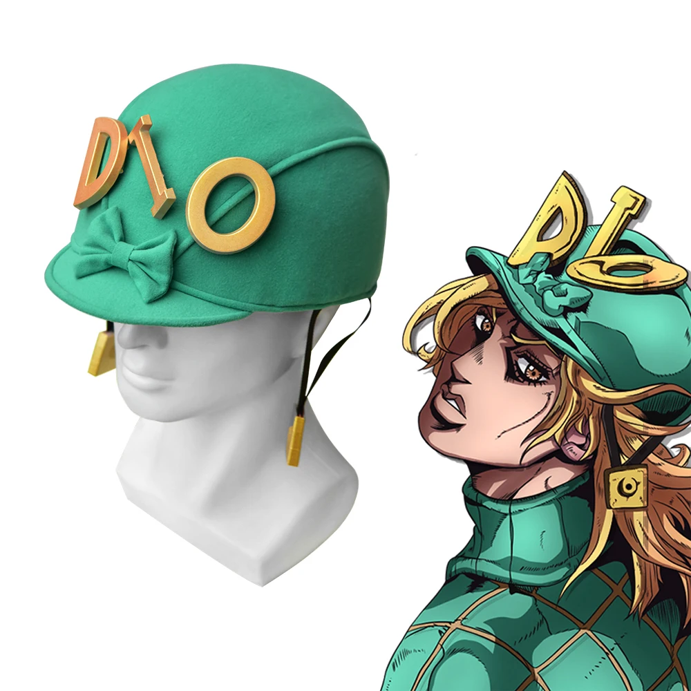 

Anime JoJo's Bizarre Adventure DIO Diego Brando Cosplay Cap Halloween Party Dio Role Play Costume Green Equestrian Hat