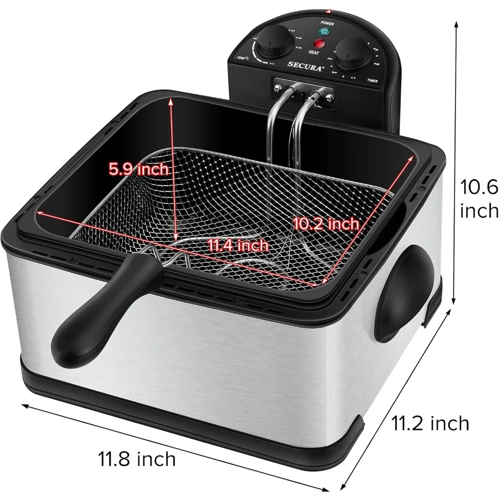Electric Deep Fryers, 1700-Watt Triple Basket  with Timer Free Extra Odor Filter, Electric Deep Fryers 2