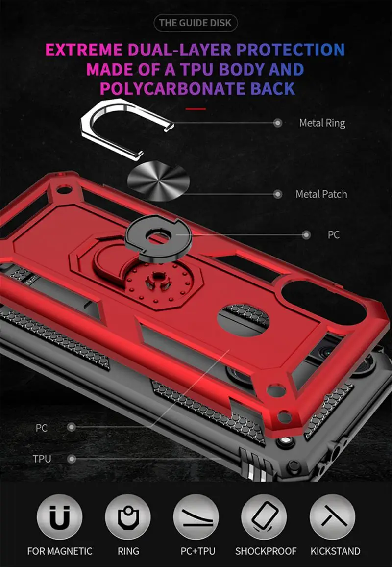 for Xiaomi Redmi Note 8T Case Cover Armor Rugged Military Shockproof Magnetic Car Holder Ring Case for Xiaomi Redmi Note 8T 8 T 5