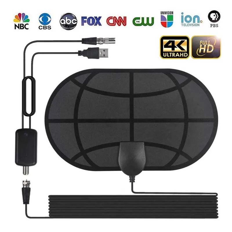 Free Shipping 4K 25DB High Gain HD TV DTV Box Digital TV Antenna 980 Miles Booster Active Indoor Aerial HD Flat Design