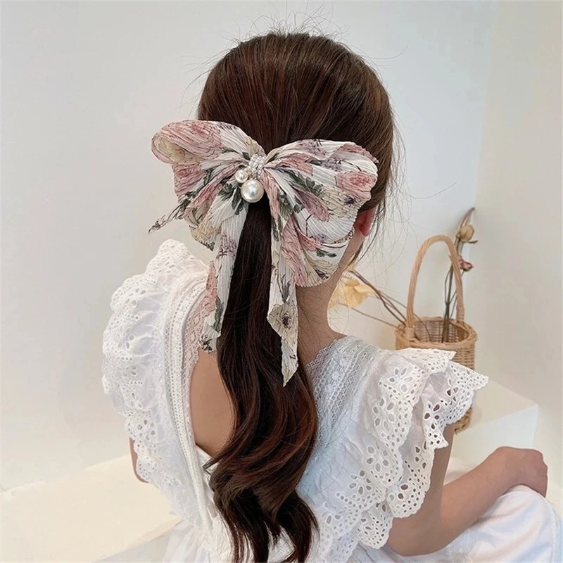 Big Bow Sweet Fabric Floral Hair Clip Korean Version of The Back of The Head Duckbill Clip hair clip