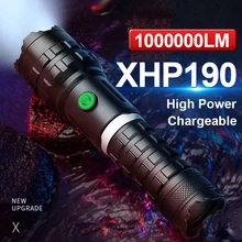 

1000000Glare Most Powerful Led Flashlight 18650 Usb Rechargeable XHP190 XHP50.2 High Power Led Torch Flash Light waterproof lamp