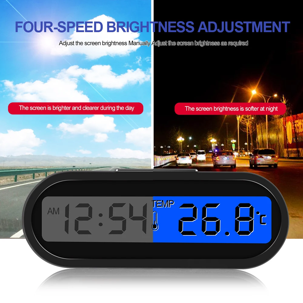 Mini horloge de voiture avec écran LCD Transparent, numérique