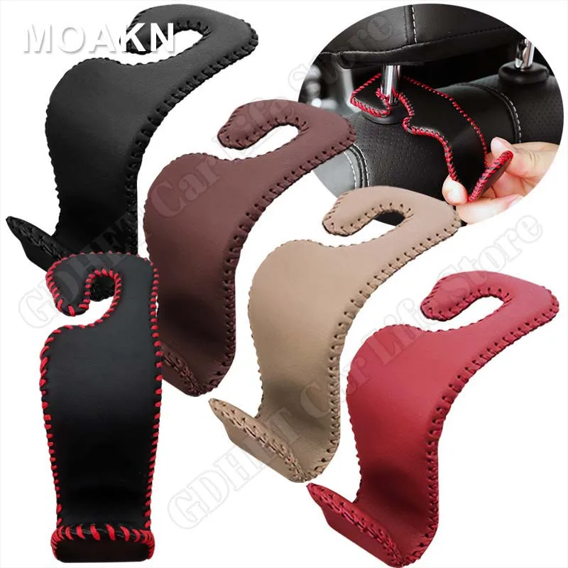 Car Headrest Hook Portable Back Seat Hook Holder Organizer Hooks Hanger Leather Universal Hanging Purses Bags Coats Accessories