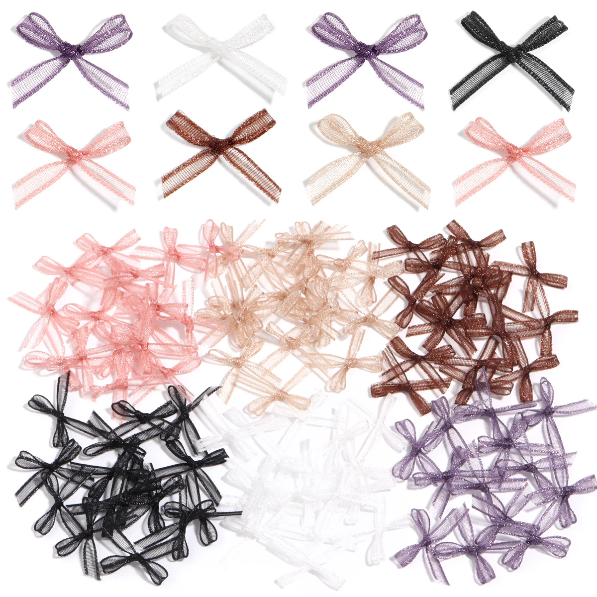 30pcs Organza 리본 활 2.5x1.5cm DIY 매니큐어 모자를 쓰고 있죠 의류 장식 액세서리 용품에 대 한 작은 크기 새틴 리본 활