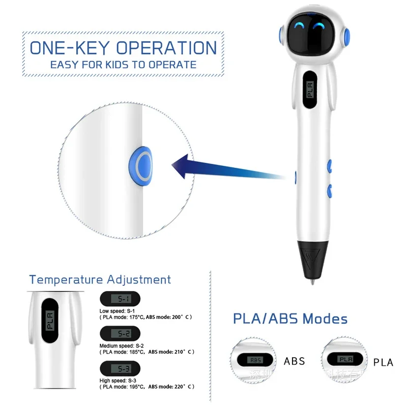 Wireless Spaceman 3D Printing Pen for Children Low Temperature 3D Drawing Pen with PCL Filament Toys for Kids DIY New Year Gift