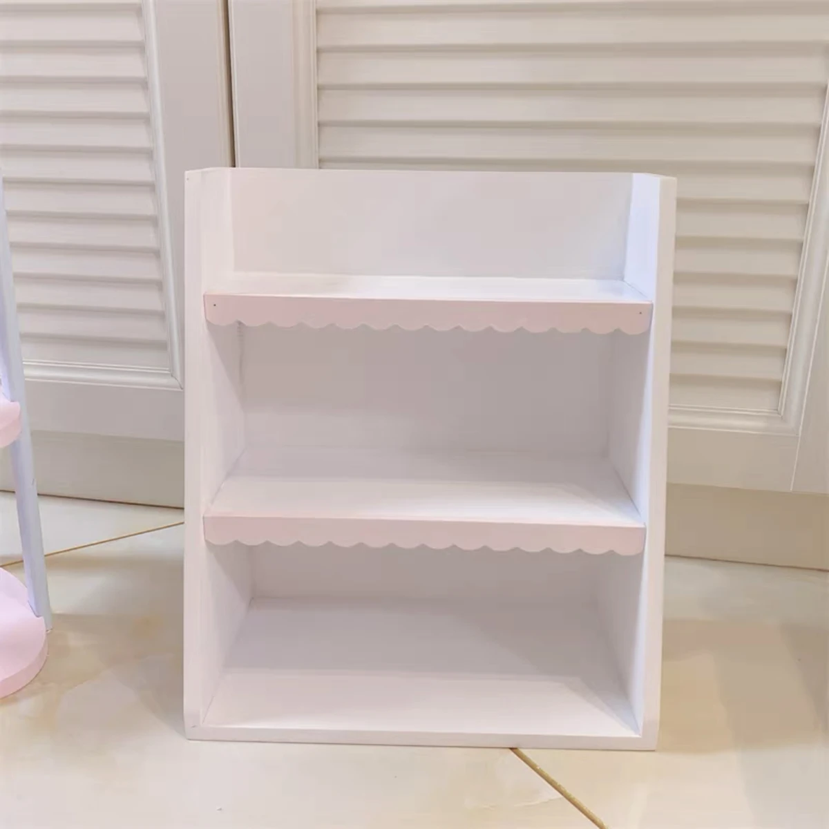 女の子のためのピンクのカワイイストレージラック,木製のデスクトップ