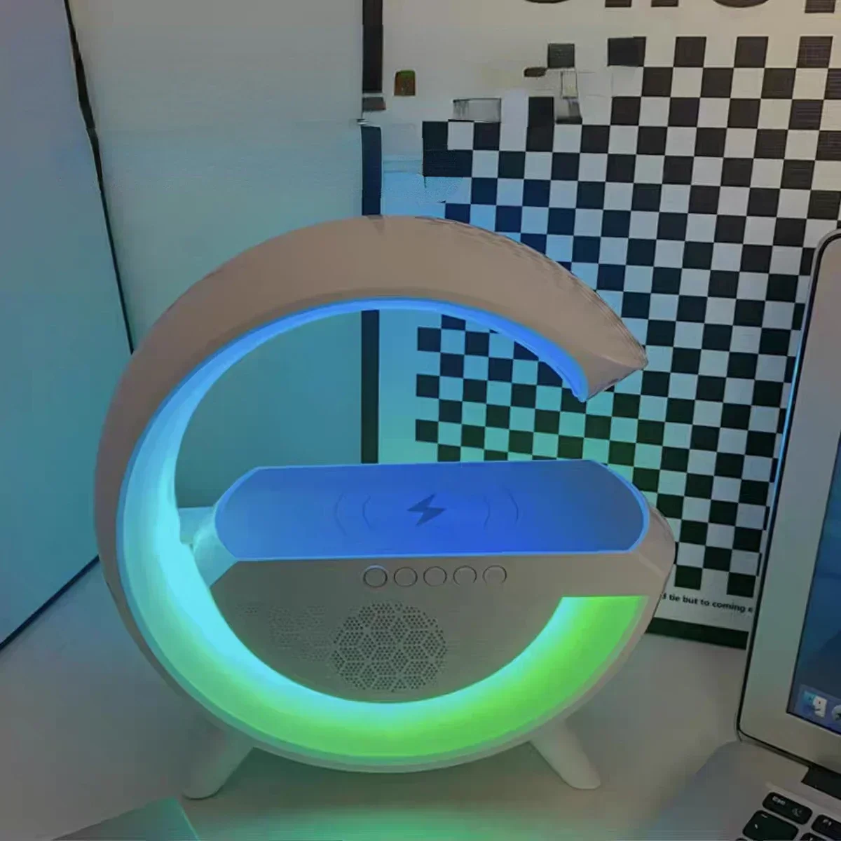 

RGB Wireless Charging Dock Night Light FM TF Card USB Bluetooth Speaker Suitable for IPhone Xiaomi Samsung Fast Charging