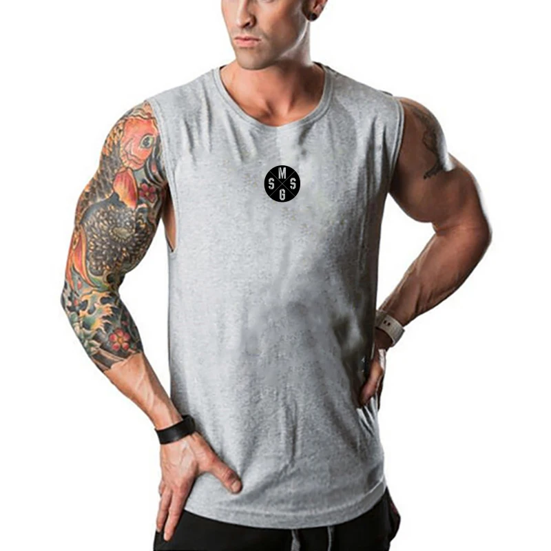 

Gym Bodybuilding Fitness Workout Sport Clothing Summer Running Tank Tops Sleeveless Cotton Breathable T-shirts Men Muscle Vests