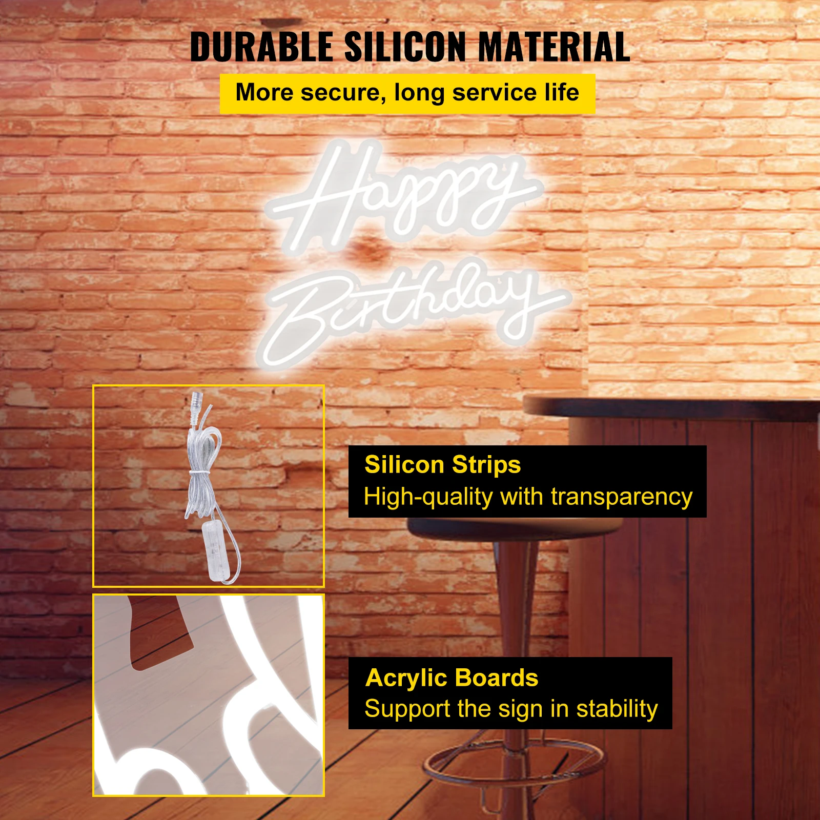 Acrylic Happy Birthday Neon Sign Light for Party Decor