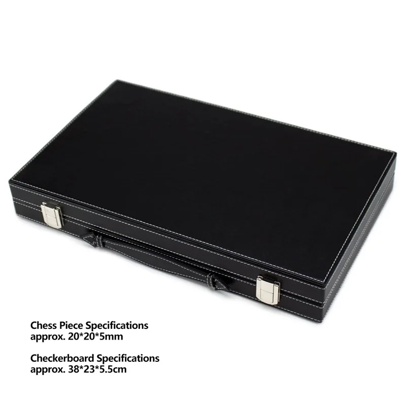 Backgammon Board Game Set Stitched Black Leatherette Case Folding Business Entertainment Family Party Gift