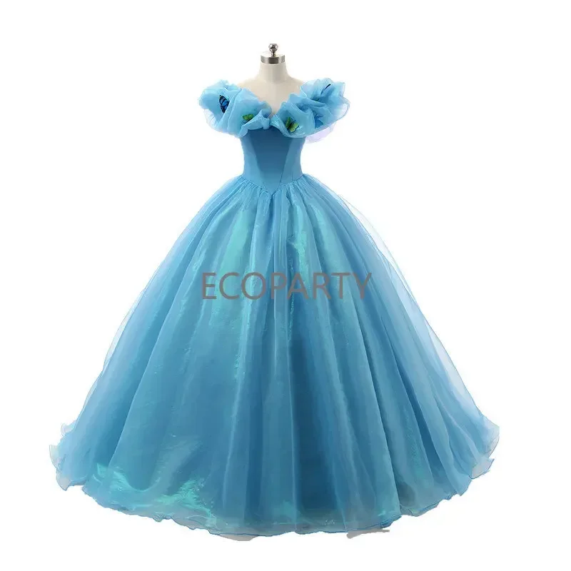 

2023 бальное платье принцессы с открытыми плечами Золушка синее свадебное платье для невесты с корсетом на спине платья для женщин вечерние платья