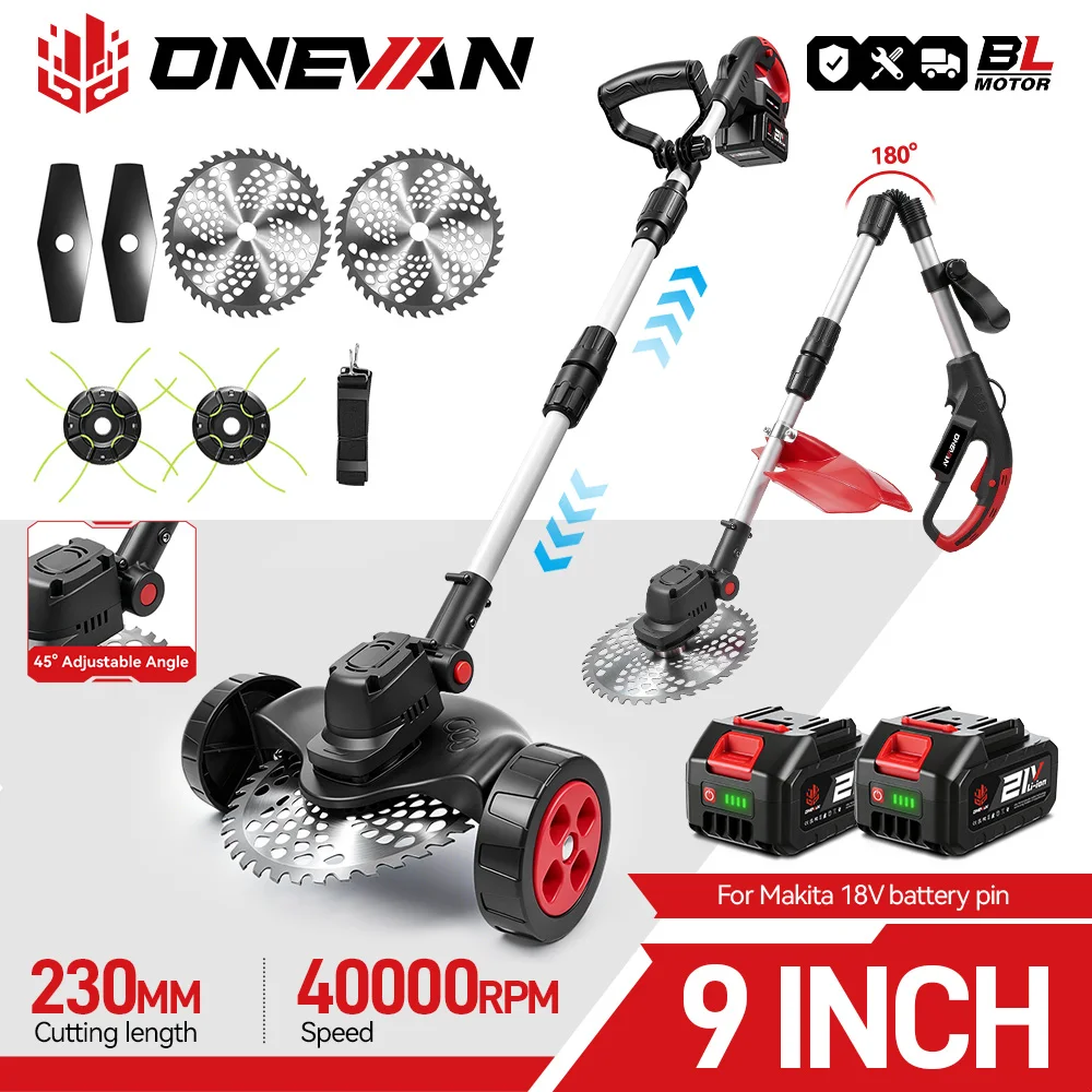 ONEVAN 40000RPM 9-calowa Bezszczotkowa Elektryczna Kosiarka Akumulatorowa Podkaszarka z Polski za $76.3 / ~292zł