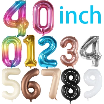 40 pouces gros ballons d'anniversaire en aluminium ballon à hélium numéro 0-9 joyeux anniversaire décorations de fête de mariage douche grandes figurines Globo 1